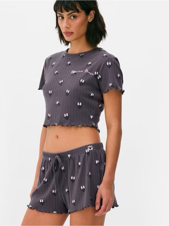 Disney Other - Minnie Mouse Charcoal Grey Pajama Set with Pink Bows size xl